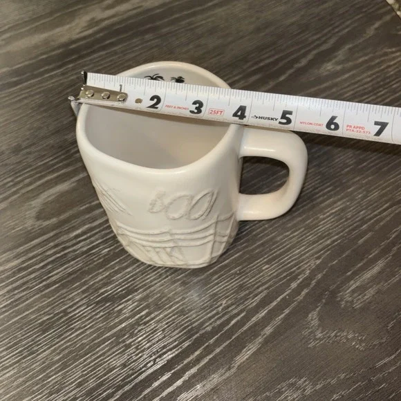 Rae Dunn Halloween White Embossed Spider Web BOO‎ EEK Mug - Picture 5 of 7